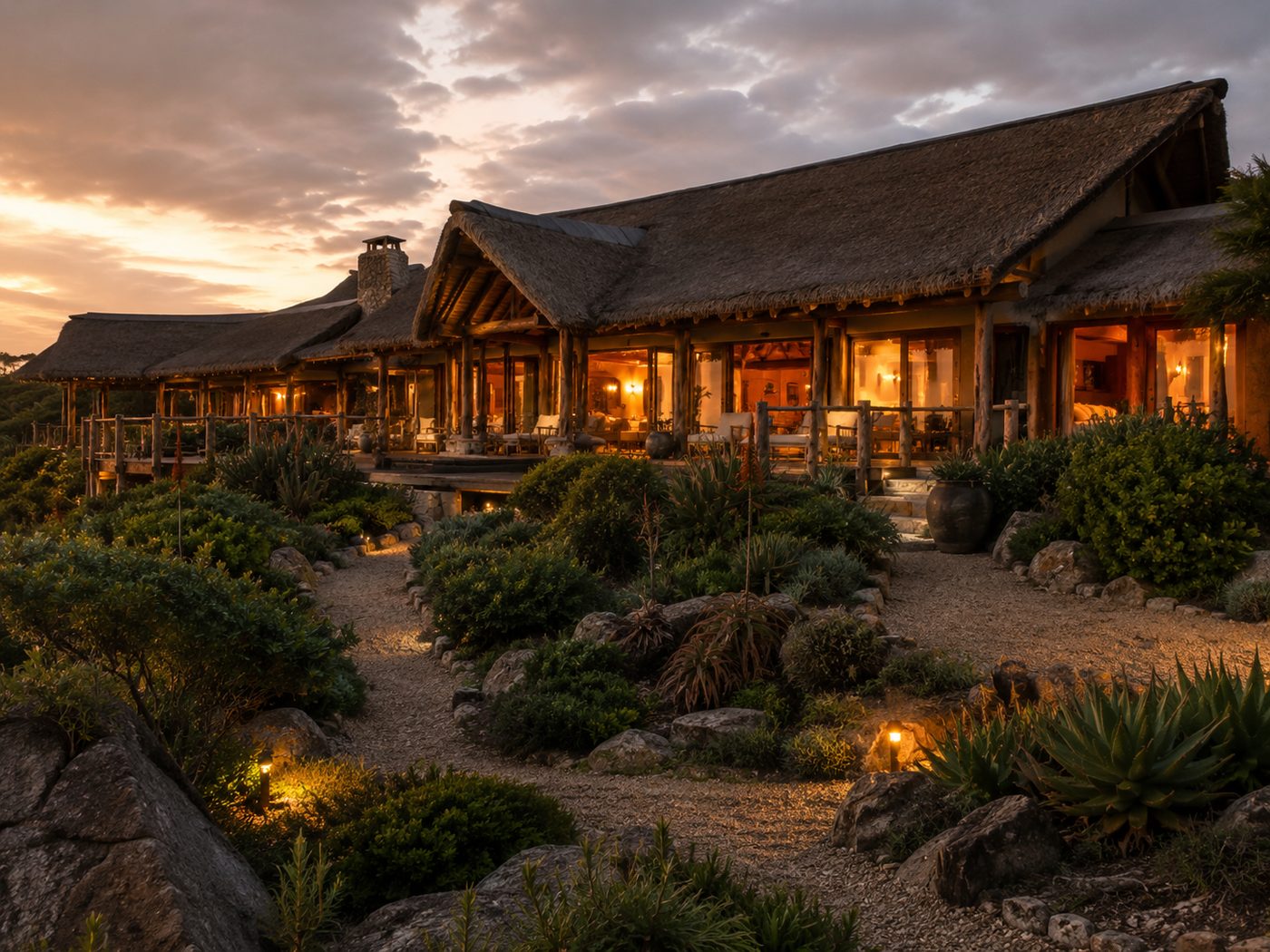 Lodge exterior in a natural setting for hospitality booking software