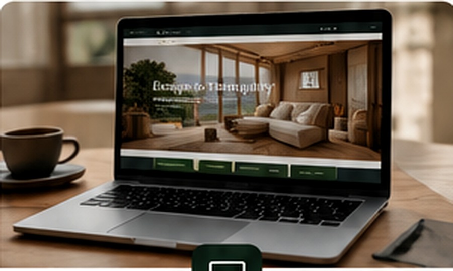 Accommodation website theme displayed on a laptop for web designers and agencies